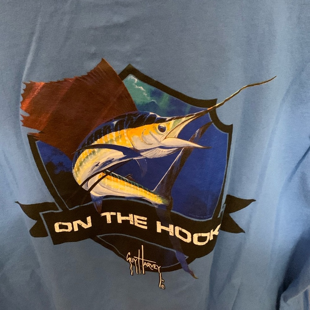 Guy Harvey Mens Large Short Sleeve Pocket Tee Shirt. Guy Harvey Graphic on Back